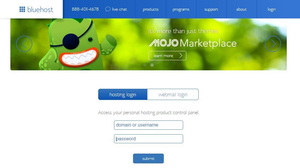 bluehost-login-page